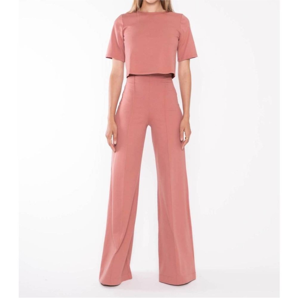 RIPLEY RADER Ponte Boatneck Crop Top in Rose